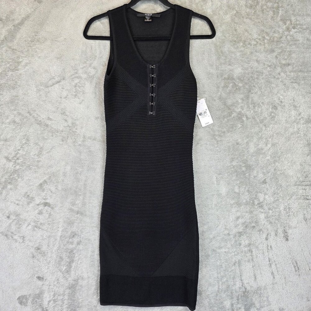 Guess Angelina Dress Womens XS Black Bandage Sleeveless Bodycon Cocktail New